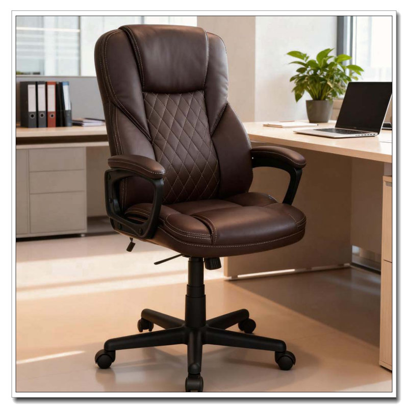 High Back Ergonomic Executive Desk Chair With Adjustable Height And Swivel Wheels