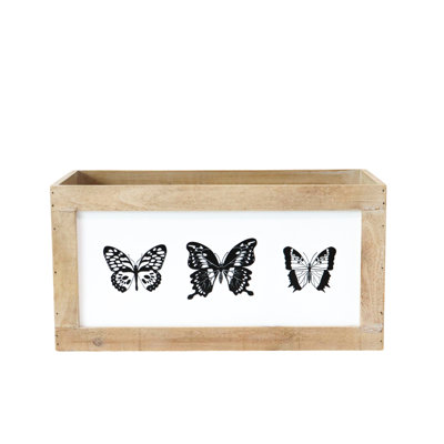 VIP Wood 16 in. White Box with Butterfly Artwork