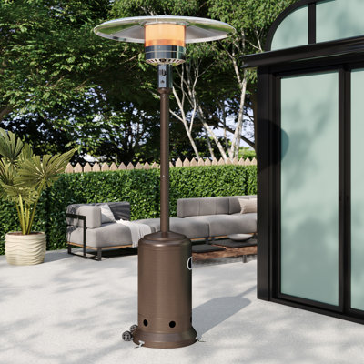 Chauffage de terrasse au propane en acier inoxydable de 50 000 BTU, chauffage extérieur autoportant sur roulettes, rayon de chauffage de 3 m pour terrasse et jardin.