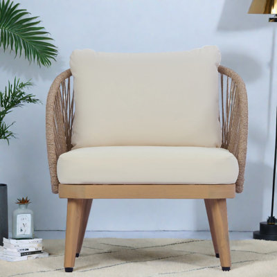 Durable Acacia Wood Accent Chairs, Modern Handwoven Design, Perfect For Outdoor Relaxation
