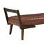 Banc de 52 pouces avec pieds en bois de noyer, style Mid-Century, rembourré en PU pour la conception de bout de lit brun, chambre en tissu doux