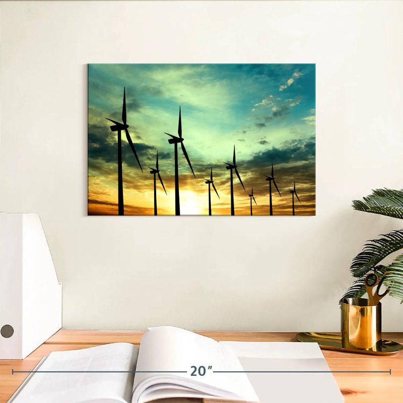 Lilie Windmills At Sunset, 8" H x 12" W
