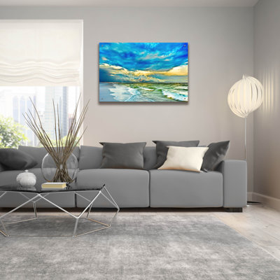 «Landscape Landscape Blue and Turquoise Sea» par Ezra Tanner, acrylique