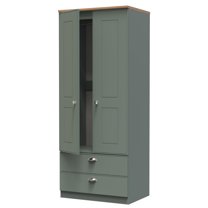 Conners Manufactured Wood Wardrobe, Reed Green/Riviera Oak