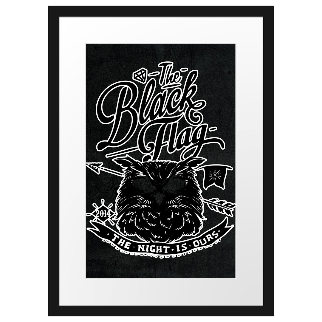 Gerahmtes Poster The Black Flag Owl Black