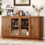 Buffet moderne 63 "avec portes en verre et portes coulissantes cannelées, armoire à café en bois-976398262