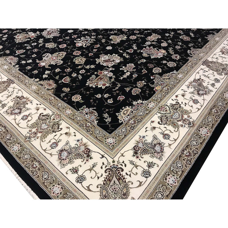 Elegance Oriental Area Rug in Black/Ivory