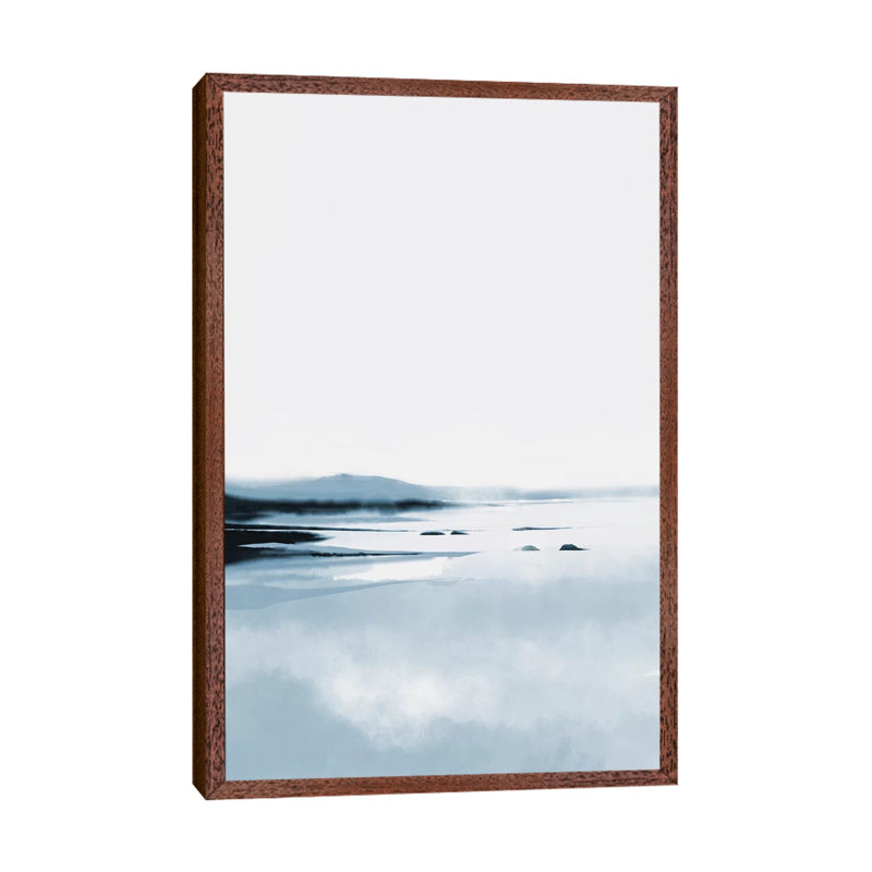 Calm Lake by Dan Hobday - Painting on Canvas, 66.04 cm H x 45.72 cm W, Classic Brown Wood Framed