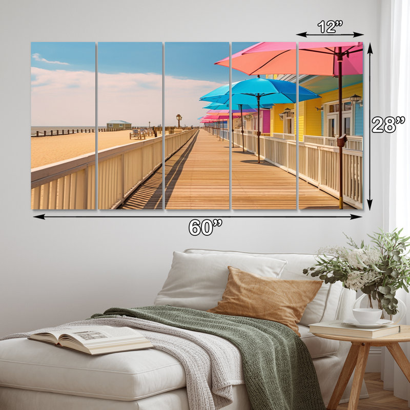 Beachside Relaxation - reproduction sur toile côtière - 5 panneaux égaux