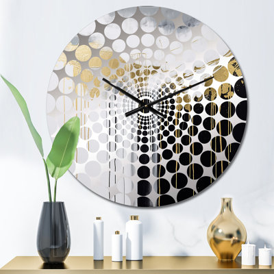 Golden River Wildness Abstract Gold And Black III - Abstract Painting Wall Clock