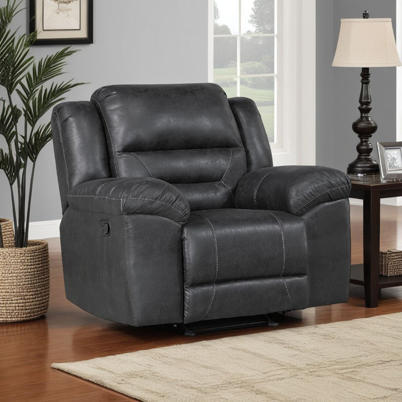 Fauteuil inclinable manuel berçant en microfibre touffetée Henry, Noir