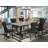 9-Pc Kitchen Dining Room Set – 8 Black dining room chairs Button Tufted Back and a Cement Dining Room Table - Wire Brushed Black Finish-2140477151-2138575253-2138575248