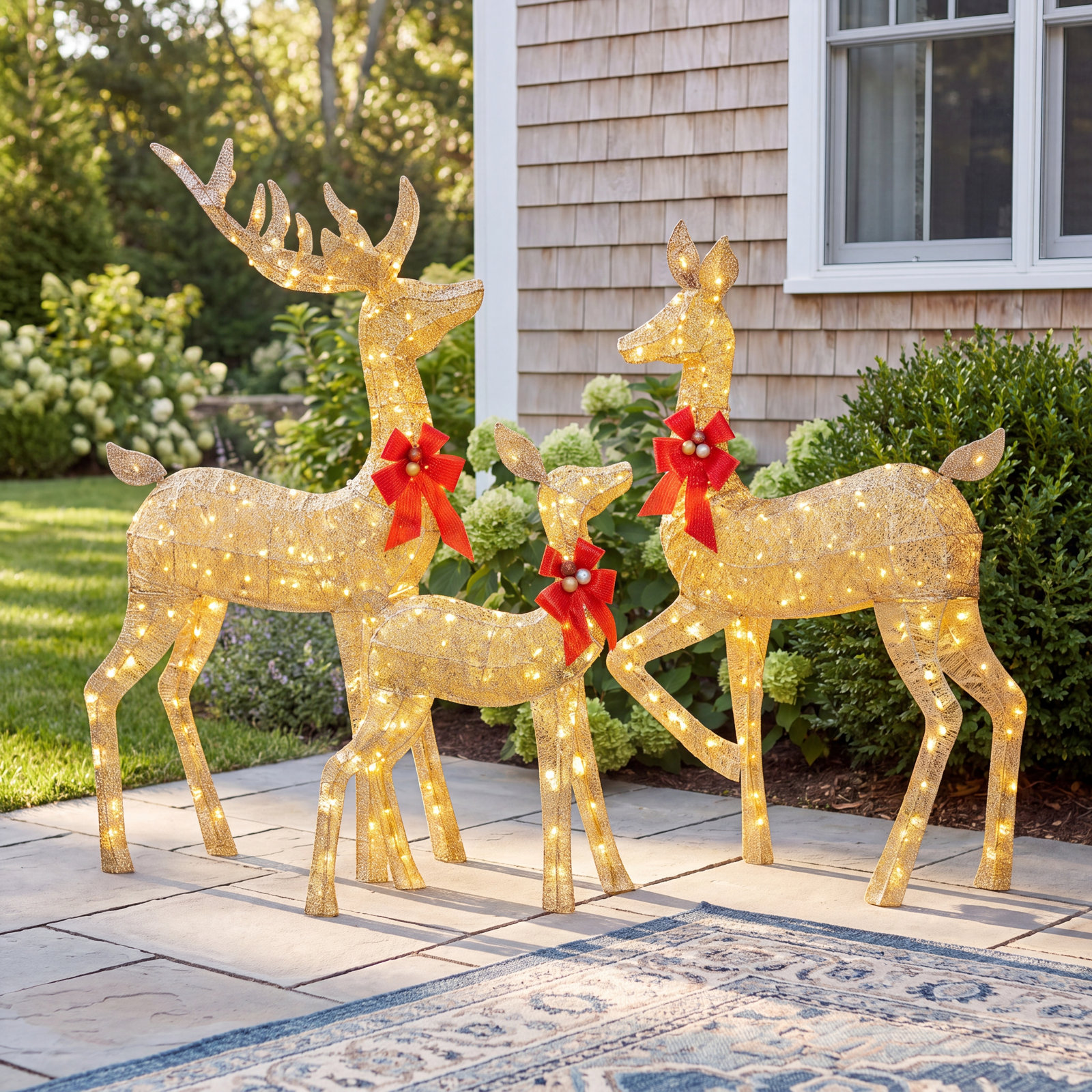 LED Lighted Reindeer Family Set, Gold