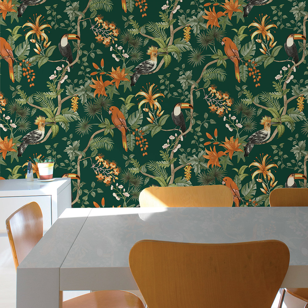 Lingle Self-Adhesive Wallpaper Double Roll, Green