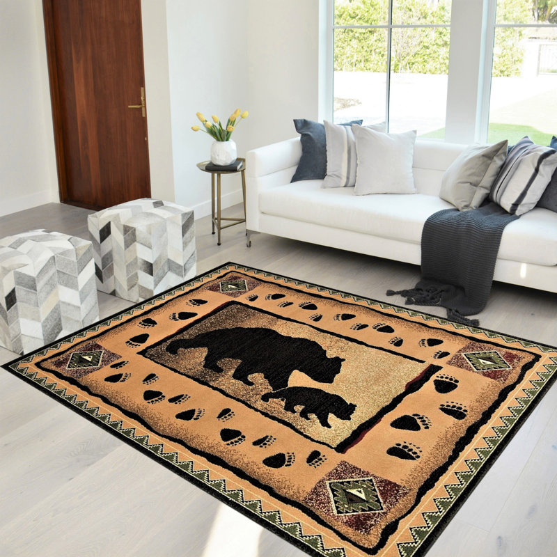 Tapis en polypropylène brun / crème Jarrod, Rectangle 2 pi x 3 pi