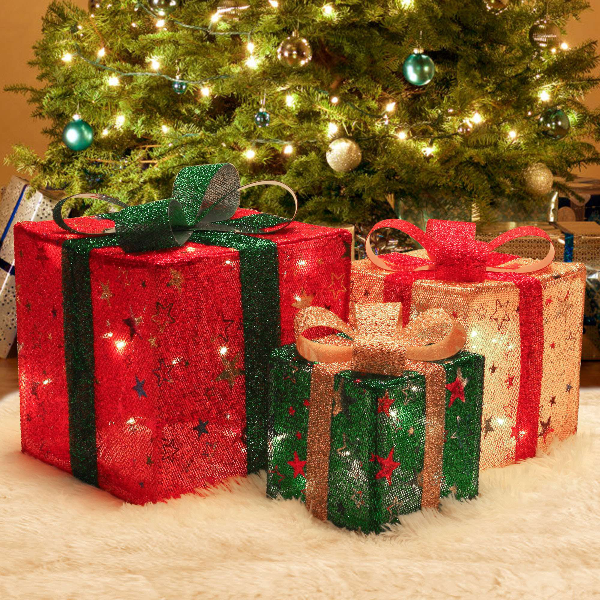 The Holiday Aisle® 3 Pieces Christmas Lighted Gift Boxes for Stunning  Holiday Decor, Christmas Decoration | Wayfair, image size:2000x2000