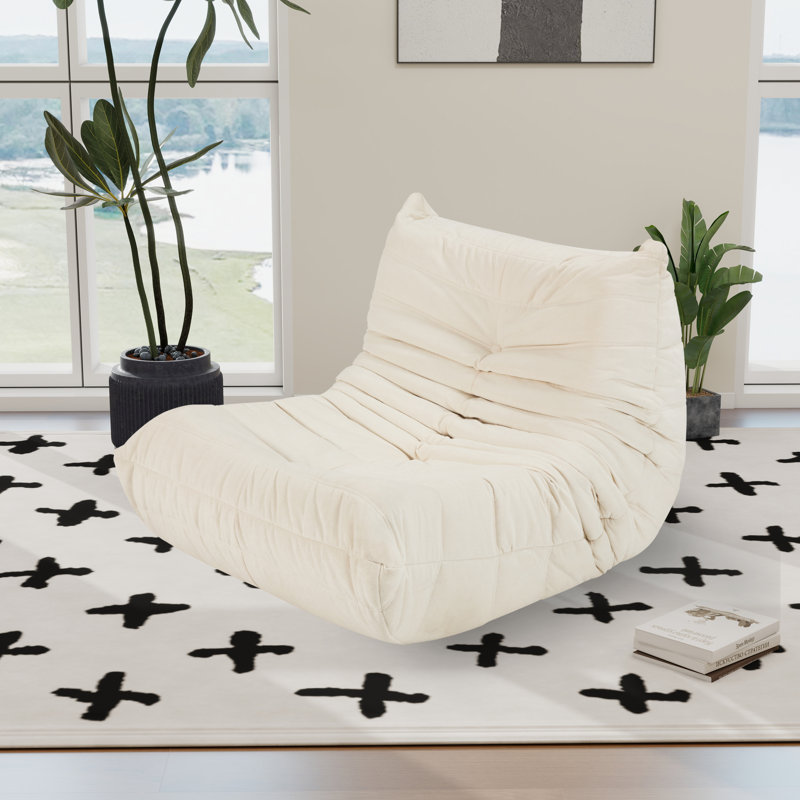 Fauteuil à billes et méridienne, Velours blanc