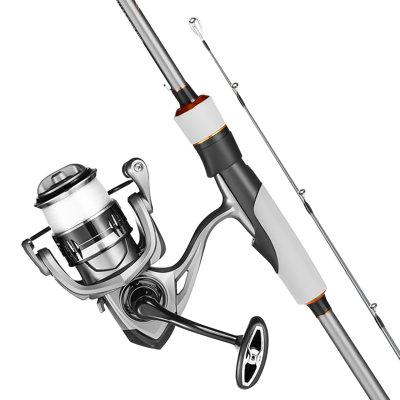 Ensemble de cannes et moulinets de pêche, ensemble de cannes et de moulinets en fibre de carbone IM6, canne à pêche basse avec cannes deux pièces de 6,5 pi, roulements à billes 7 + 1, poignée en EVA, guides en acier inoxydable avec anneaux en céramique