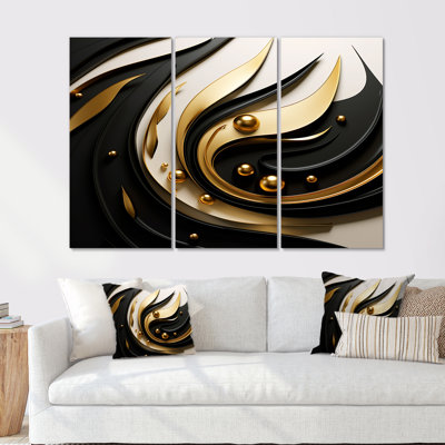 Gold Core Minimal Gold Streams - ensemble d'art mural paysage urbain