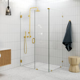 Illume 48 in. x 36 in. x 78 in. 90-degree Fully Frameless Wall Hinged Glass Shower Enclosure