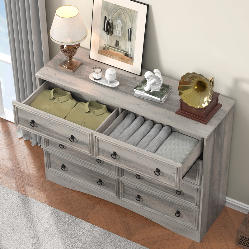 8 Drawer Dressers for Bedroom, Wood Chest of Drawers,  Large Long Storage for Clothes, Vintage Design, for Living Room, Bedroom, Hallway