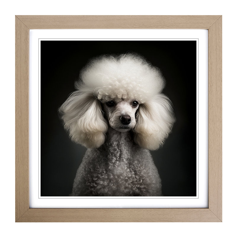 Poodle - Single Picture Frame Print on Wood, Oak