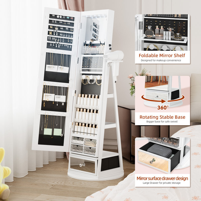 Armoire à bijoux debout, Blanc