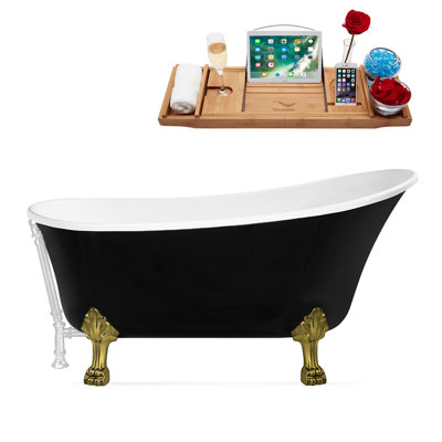59" Streamline Clawfoot Soaking Acrylic Bathtub