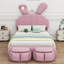 Upholstered Platform Bed with Cartoon Ears Shaped Headboard and Light-113005507-113005500