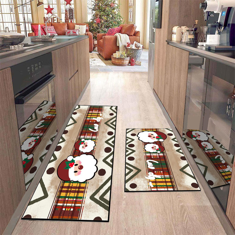  Tapis de cuisine PC de Noël pour tapis de sol antidérapant Merry Christmas Kitchen Decor