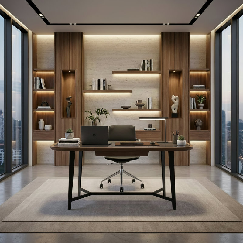 Arbania Glass Top Metal Base Writing Desk