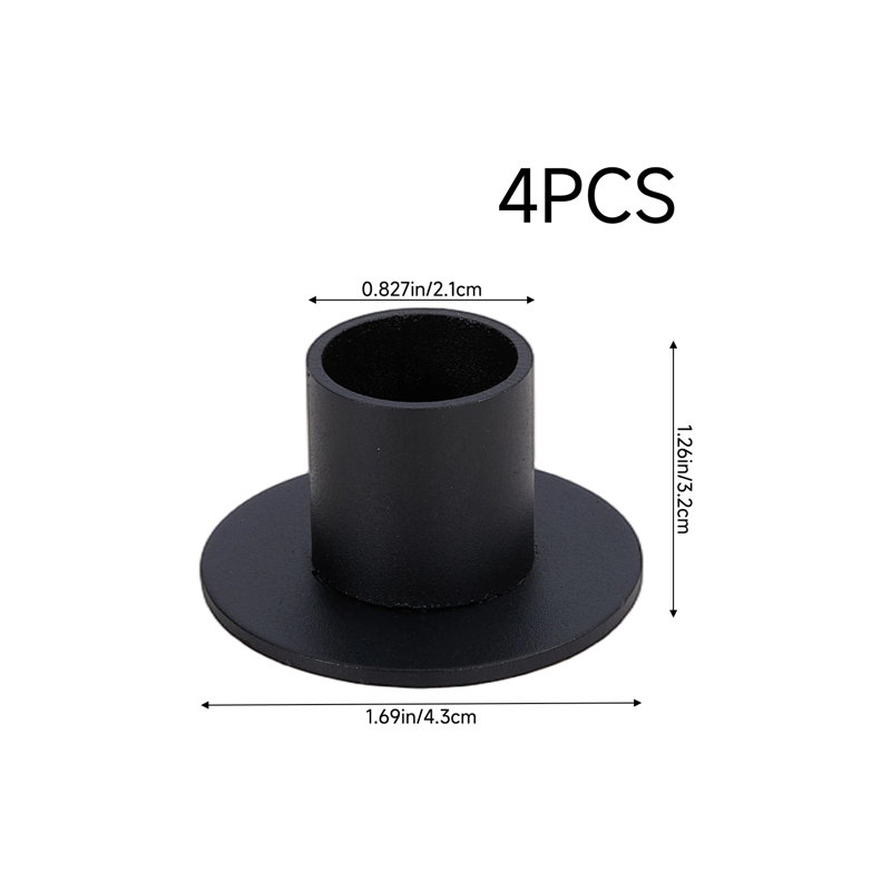 Set of 4 Black Iron Candle Holders
