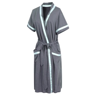 Alwyn Home Womens Cotton Robes, Lightweight Short Sleeve Kimono Bathrobe Spa Knit Robe Bridal Dressing Gown Sleepwear RHW2753 Grey 1 -  8A3E80FE81274DC28798ECE471C6930C