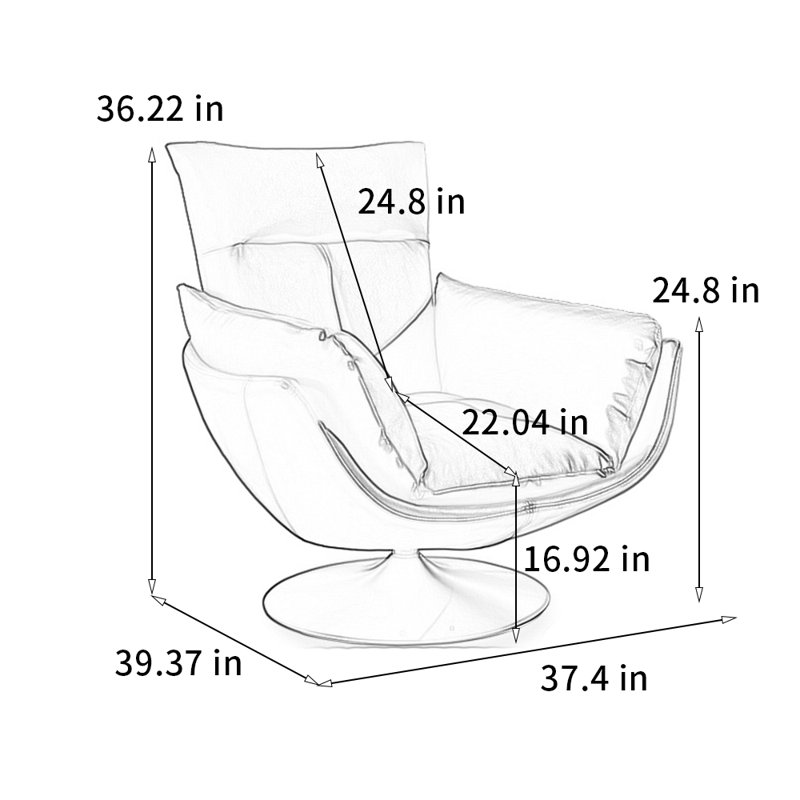 Spacious, quiet and elegant rotating chair, Orange