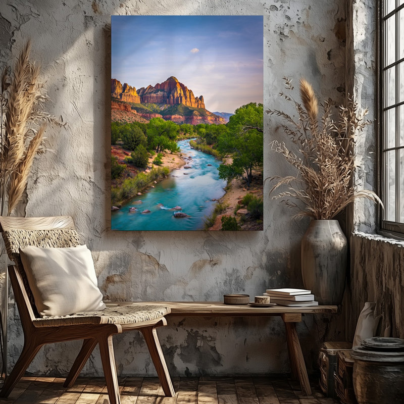 Toile, "A couper le souffle, paysage de canyon au coucher du soleil", H 14 po x l 11 po
