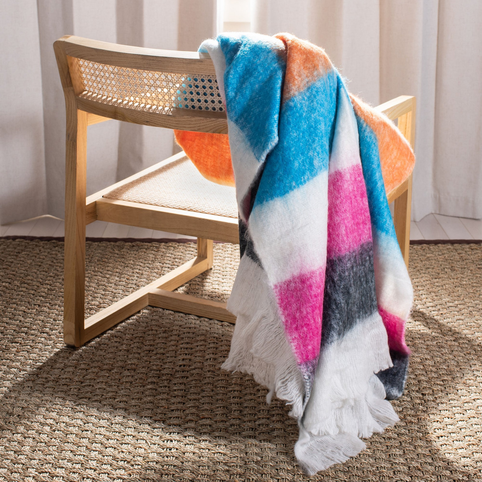 Louisa Handwoven Wool Throw Blanket, 50" W x 70" L