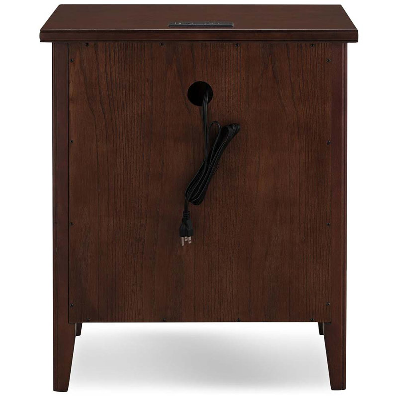 With Drawer, Door With USB-C Fast Charging Station And AC/USB Outlet, 2-Pack, Chocolate Cherry