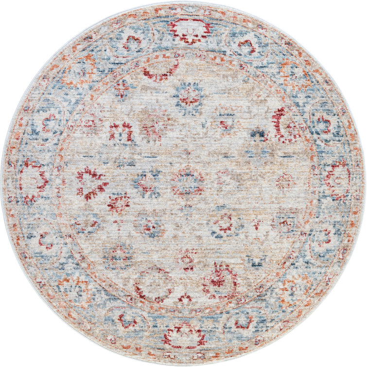 Ashaureah Kylee Traditional Ivory/Red/Blue Area Rug