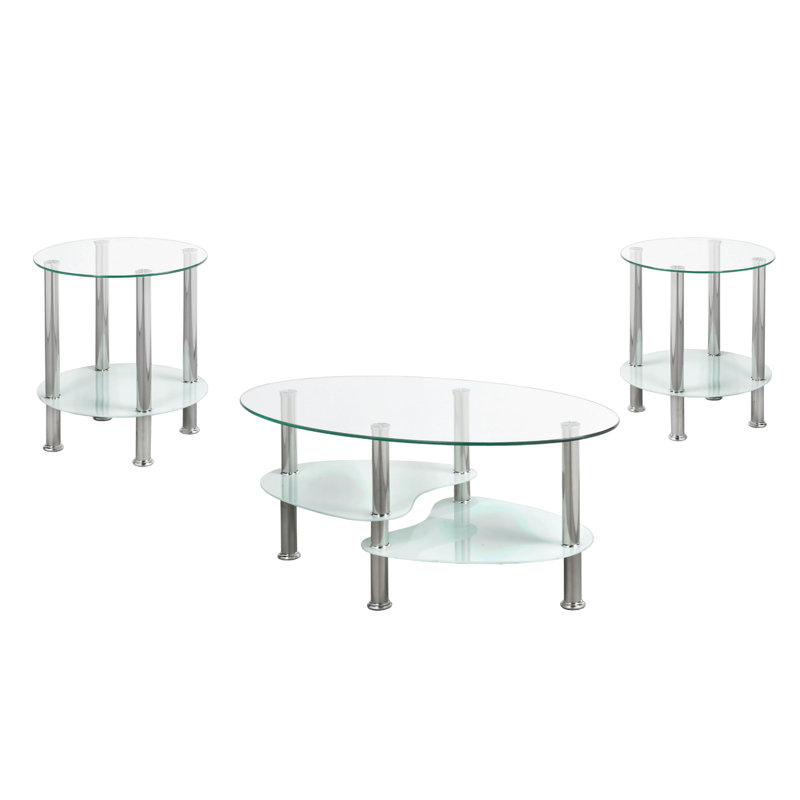 Ensemble de tables basses 3 pièces Ratley, Blanc