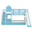Lit superposé simple au-dessus de simple, lit superposé château avec 2 tiroirs, 3 tablettes et glissade, lit superposé en bois massif-1042665792-1042665807