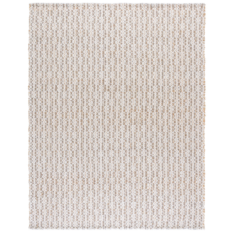Natural Fiber 225 Hand Loomed Jute/Wool/Pet No Pattern Rug in Natural/Gray, Rectangle 8' x 10'