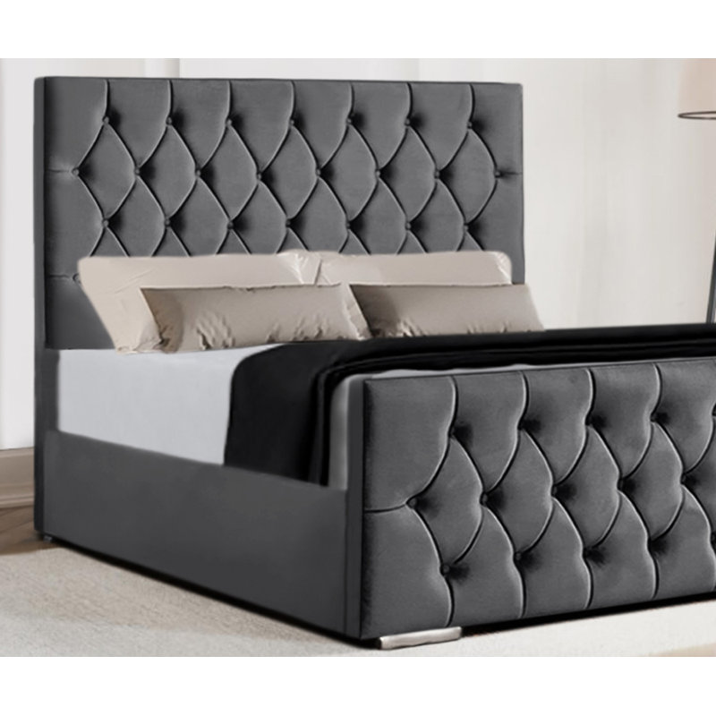Avaleen Upholstered Bed, Burgundy, Super King (180 x 200 cm)