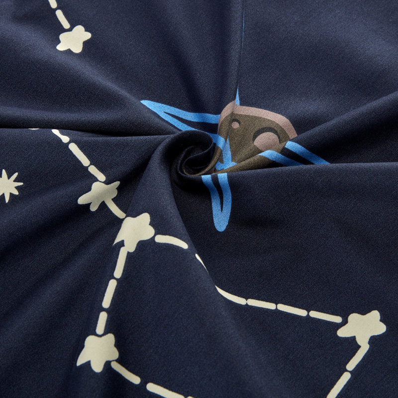 Twin Navy Blue and Yellow Galaxy Microfiber Duvet Cover Set