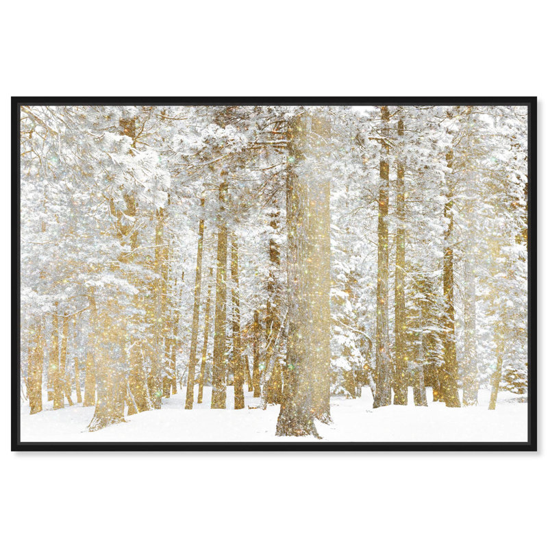 «Woods in Diamonds Canvas Glam Winter», art mural par Art Remedy, Cadre noir, H 11 po x l 16 po