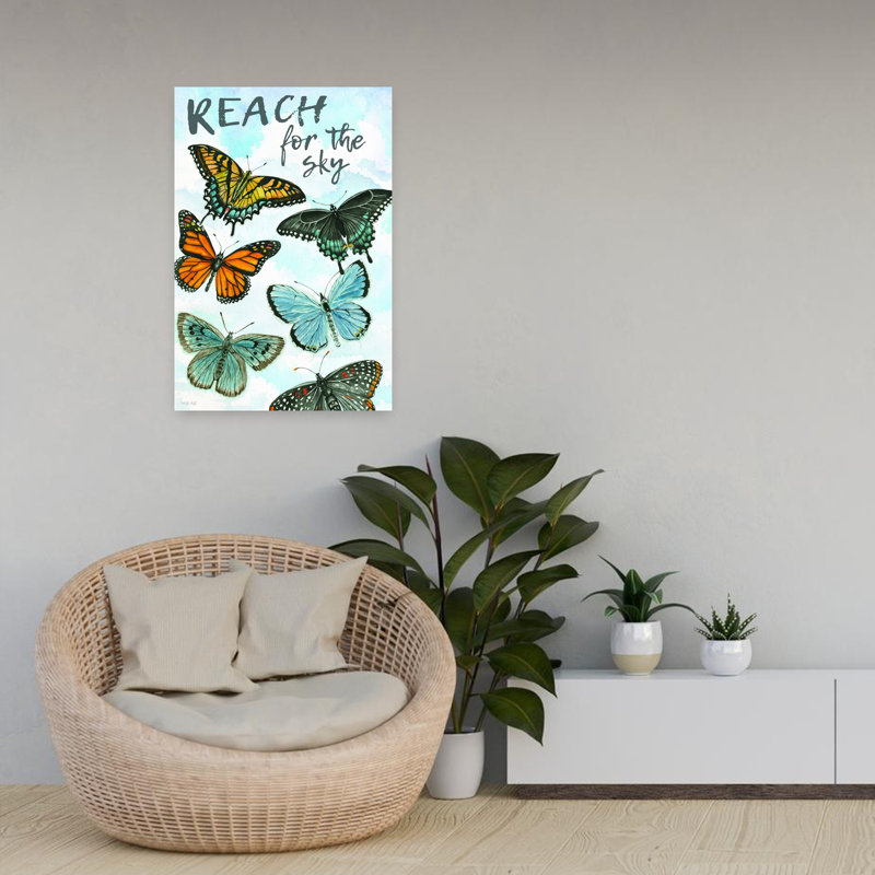 «Reach For The Sky», art contemporain printanier en forme de papillon, H 24 po x l 16 po