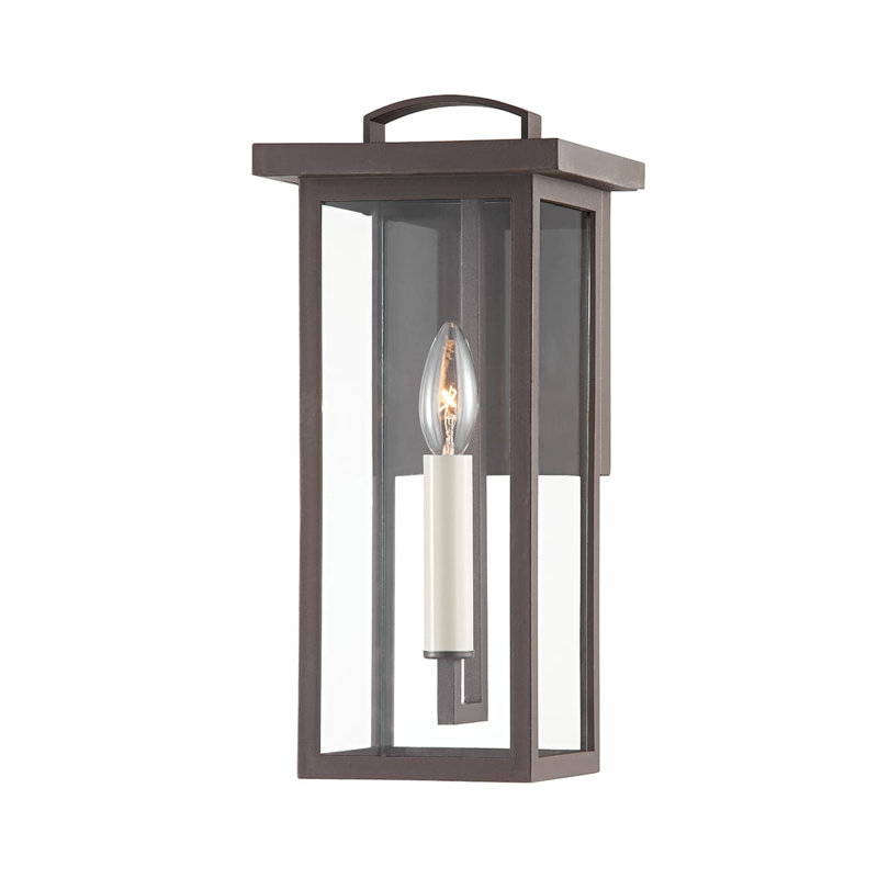 Petite applique murale d'extérieur 1 lumière Brookstead - Noir texturé, H 14 po x l 6,5 po x P 6,5 po, Bronze texturé