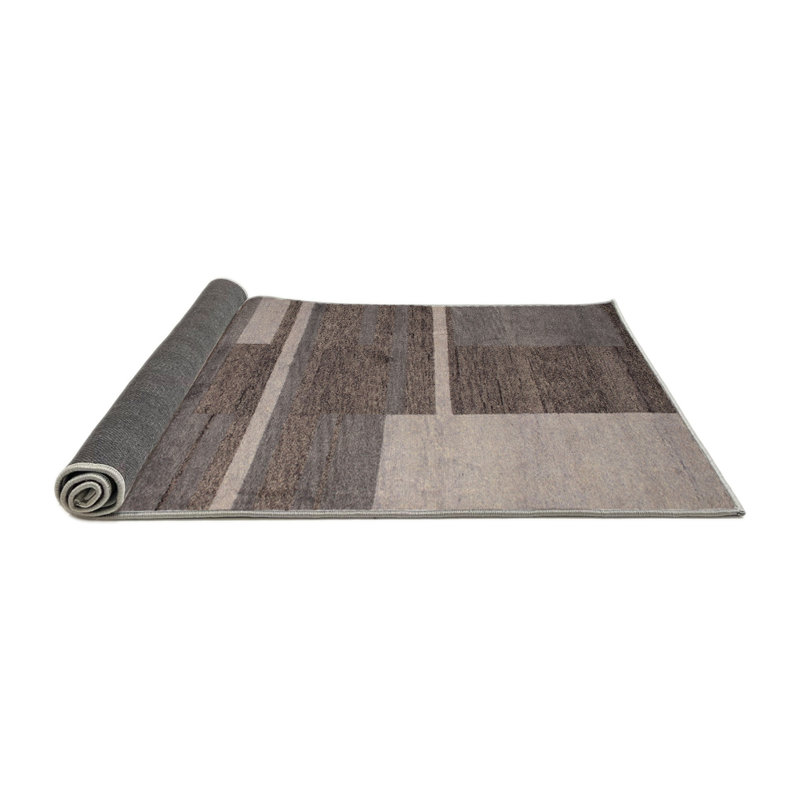 Tapis contemporain gris / brun, Rond 8 pi