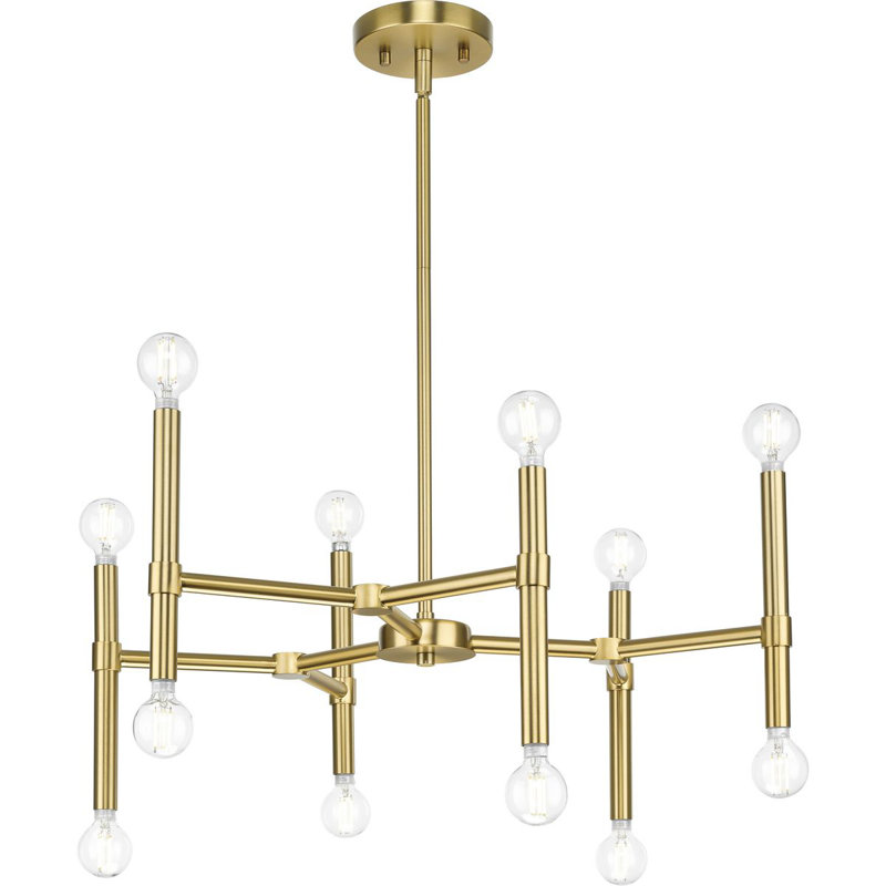 Arya Brushed Gold 12-Light Modern Linear Chandelier