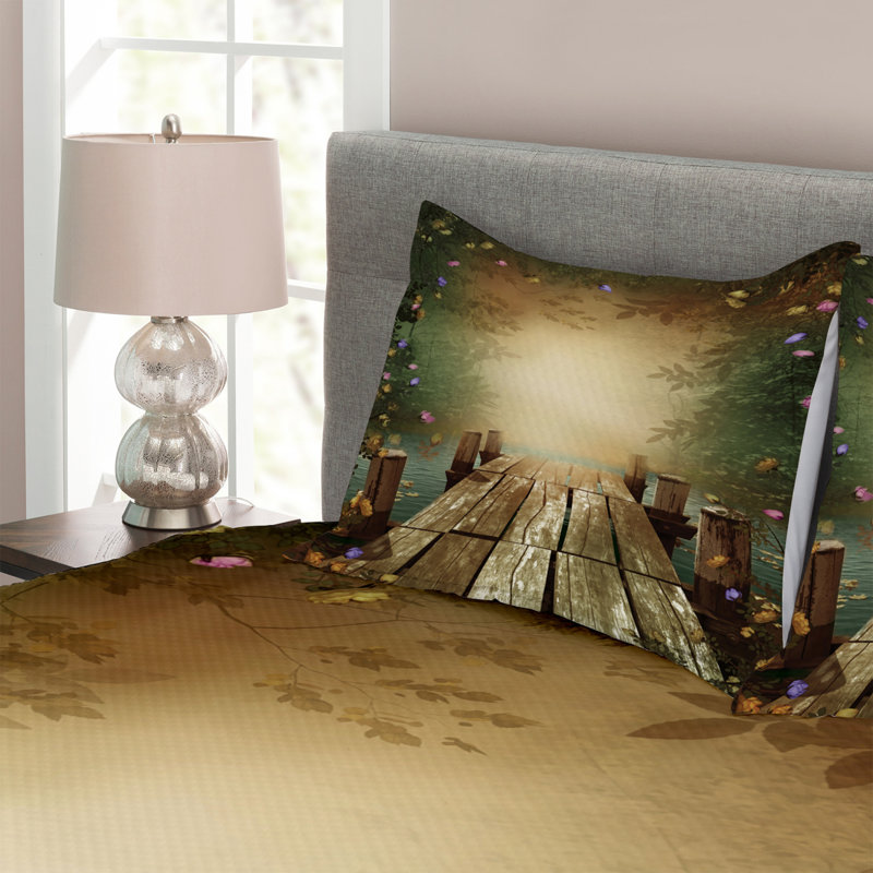 No Pattern Bedspread with Pillow Shams Included, 220 x 264 cm