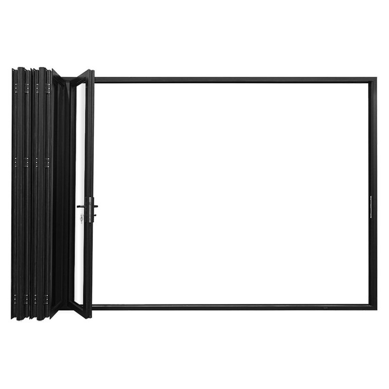 Porte pliante en aluminium noir à 5 panneaux de 144 po x 96 po KaMic Elite-Fold, H 79,5 po x l 167,5 po x P 3,5 po